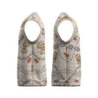 Beige Palaka Hawaii Mele Kalikimaka Christmas Knitted V-Neck Vest Ohia Lehua Shell Leis Funny Gingerbread Santa - Polynesian Pride