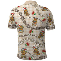 Beige Palaka Hawaii Mele Kalikimaka Polo Shirt Ohia Lehua Shell Leis Funny Gingerbread Santa LT14 - Polynesian Pride