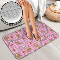 Pink Palaka Hawaii Mele Kalikimaka Bathroom Set Ohia Lehua Shell Leis Funny Gingerbread Santa - Polynesian Pride