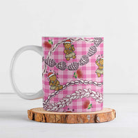 Pink Palaka Hawaii Mele Kalikimaka Ceramic Mug Ohia Lehua Shell Leis Funny Gingerbread Santa - Polynesian Pride