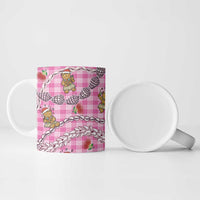 Pink Palaka Hawaii Mele Kalikimaka Ceramic Mug Ohia Lehua Shell Leis Funny Gingerbread Santa - Polynesian Pride