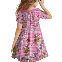 Pink Palaka Hawaii Mele Kalikimaka Family Matching Long Sleeve Bodycon Dress and Hawaiian Shirt Ohia Lehua Shell Leis Funny Gingerbread Santa LT14 - Polynesian Pride