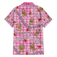 Pink Palaka Hawaii Mele Kalikimaka Family Matching Long Sleeve Bodycon Dress and Hawaiian Shirt Ohia Lehua Shell Leis Funny Gingerbread Santa LT14 - Polynesian Pride