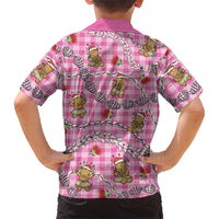 Pink Palaka Hawaii Mele Kalikimaka Family Matching Off The Shoulder Long Sleeve Dress and Hawaiian Shirt Ohia Lehua Shell Leis Funny Gingerbread Santa LT14 - Polynesian Pride