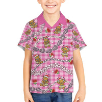 Pink Palaka Hawaii Mele Kalikimaka Family Matching Puletasi and Hawaiian Shirt Ohia Lehua Shell Leis Funny Gingerbread Santa LT14 - Polynesian Pride