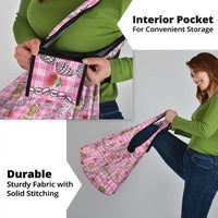 Pink Palaka Hawaii Mele Kalikimaka Grocery Bag Ohia Lehua Shell Leis Funny Gingerbread Santa - Polynesian Pride