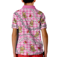 Pink Palaka Hawaii Mele Kalikimaka Kid Polo Shirt Ohia Lehua Shell Leis Funny Gingerbread Santa LT14 - Polynesian Pride