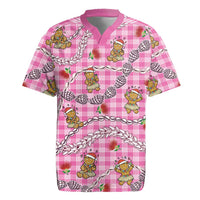Pink Palaka Hawaii Mele Kalikimaka Rugby Jersey Ohia Lehua Shell Leis Funny Gingerbread Santa LT14 Pink - Polynesian Pride