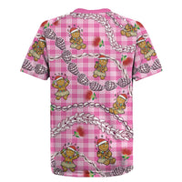 Pink Palaka Hawaii Mele Kalikimaka Rugby Jersey Ohia Lehua Shell Leis Funny Gingerbread Santa LT14 - Polynesian Pride