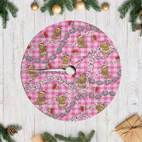 Pink Palaka Hawaii Mele Kalikimaka Tree Skirt Ohia Lehua Shell Leis Funny Gingerbread Santa - Polynesian Pride