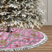 Pink Palaka Hawaii Mele Kalikimaka Tree Skirt Ohia Lehua Shell Leis Funny Gingerbread Santa - Polynesian Pride