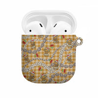 Gold Palaka Hawaii Mele Kalikimaka AirPods Case Ohia Lehua Shell Leis Funny Gingerbread Santa LT14 Gold - Polynesian Pride