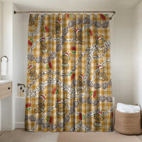 Gold Palaka Hawaii Mele Kalikimaka Bathroom Set Ohia Lehua Shell Leis Funny Gingerbread Santa - Polynesian Pride