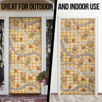 Gold Palaka Hawaii Mele Kalikimaka Door Cover Ohia Lehua Shell Leis Funny Gingerbread Santa - Polynesian Pride