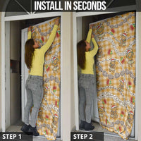 Gold Palaka Hawaii Mele Kalikimaka Door Cover Ohia Lehua Shell Leis Funny Gingerbread Santa - Polynesian Pride