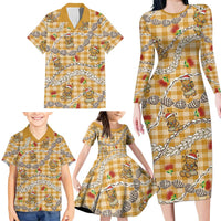 Gold Palaka Hawaii Mele Kalikimaka Family Matching Long Sleeve Bodycon Dress and Hawaiian Shirt Ohia Lehua Shell Leis Funny Gingerbread Santa LT14 - Polynesian Pride