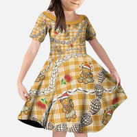 Gold Palaka Hawaii Mele Kalikimaka Family Matching Puletasi and Hawaiian Shirt Ohia Lehua Shell Leis Funny Gingerbread Santa - Polynesian Pride