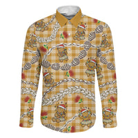 Gold Palaka Hawaii Mele Kalikimaka Family Matching Short Sleeve Bodycon Dress and Hawaiian Shirt Ohia Lehua Shell Leis Funny Gingerbread Santa LT14 Dad's Shirt - Long Sleeve Gold - Polynesian Pride