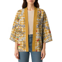 Gold Palaka Hawaii Mele Kalikimaka Kimono Ohia Lehua Shell Leis Funny Gingerbread Santa - Polynesian Pride