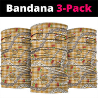 Gold Palaka Hawaii Mele Kalikimaka Neck Gaiter Ohia Lehua Shell Leis Funny Gingerbread Santa - Polynesian Pride