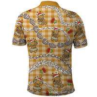 Gold Palaka Hawaii Mele Kalikimaka Polo Shirt Ohia Lehua Shell Leis Funny Gingerbread Santa LT14 - Polynesian Pride