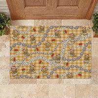 Gold Palaka Hawaii Mele Kalikimaka Rubber Doormat Ohia Lehua Shell Leis Funny Gingerbread Santa - Polynesian Pride