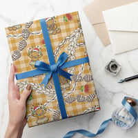 Gold Palaka Hawaii Mele Kalikimaka Wrapping Paper Ohia Lehua Shell Leis Funny Gingerbread Santa - Polynesian Pride