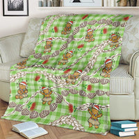 Green Palaka Hawaii Mele Kalikimaka Blanket Ohia Lehua Shell Leis Funny Gingerbread Santa - Polynesian Pride