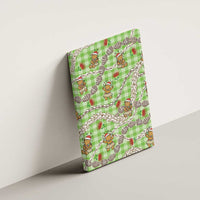 Green Palaka Hawaii Mele Kalikimaka Canvas Wall Art Ohia Lehua Shell Leis Funny Gingerbread Santa - Polynesian Pride