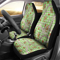 Green Palaka Hawaii Mele Kalikimaka Car Seat Cover Ohia Lehua Shell Leis Funny Gingerbread Santa - Polynesian Pride