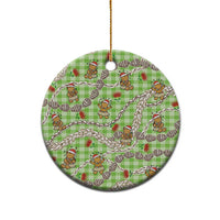 Green Palaka Hawaii Mele Kalikimaka Ceramic Ornament Ohia Lehua Shell Leis Funny Gingerbread Santa - Polynesian Pride