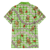 Green Palaka Hawaii Mele Kalikimaka Family Matching Tank Maxi Dress and Hawaiian Shirt Ohia Lehua Shell Leis Funny Gingerbread Santa LT14 - Polynesian Pride