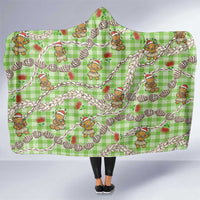 Green Palaka Hawaii Mele Kalikimaka Hooded Blanket Ohia Lehua Shell Leis Funny Gingerbread Santa - Polynesian Pride