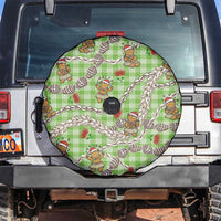 Green Palaka Hawaii Mele Kalikimaka Spare Tire Cover Ohia Lehua Shell Leis Funny Gingerbread Santa - Polynesian Pride