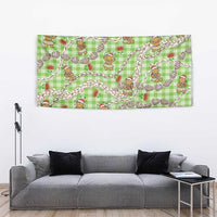 Green Palaka Hawaii Mele Kalikimaka Tapestry Ohia Lehua Shell Leis Funny Gingerbread Santa - Polynesian Pride