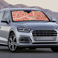 Red Palaka Hawaii Mele Kalikimaka Auto Sun Shade Ohia Lehua Shell Leis Funny Gingerbread Santa - Polynesian Pride