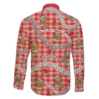 Red Palaka Hawaii Mele Kalikimaka Family Matching Off Shoulder Short Dress and Hawaiian Shirt Ohia Lehua Shell Leis Funny Gingerbread Santa - Polynesian Pride