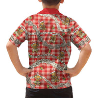 Red Palaka Hawaii Mele Kalikimaka Family Matching Puletasi and Hawaiian Shirt Ohia Lehua Shell Leis Funny Gingerbread Santa LT14 - Polynesian Pride