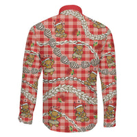 Red Palaka Hawaii Mele Kalikimaka Family Matching Short Sleeve Bodycon Dress and Hawaiian Shirt Ohia Lehua Shell Leis Funny Gingerbread Santa LT14 - Polynesian Pride