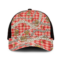 Red Palaka Hawaii Mele Kalikimaka Mesh Trucker Cap Ohia Lehua Shell Leis Funny Gingerbread Santa - Polynesian Pride