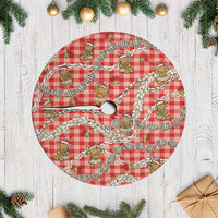 Red Palaka Hawaii Mele Kalikimaka Tree Skirt Ohia Lehua Shell Leis Funny Gingerbread Santa - Polynesian Pride