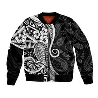 Black Polynesia Paisley Bomber Jacket Polynesian With Tropical Flowers LT14 Unisex Black - Polynesian Pride