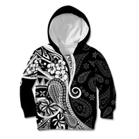 Black Polynesia Paisley Kid Hoodie Polynesian With Tropical Flowers LT14 Hoodie Black - Polynesian Pride