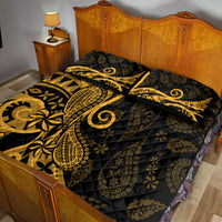 Gold Polynesia Paisley Quilt Bed Set Polynesian With Tropical Flowers LT14 - Polynesian Pride