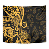 Gold Polynesia Paisley Tapestry Polynesian With Tropical Flowers LT14 - Polynesian Pride