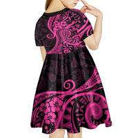 Pink Polynesia Paisley Kid Short Sleeve Dress Polynesian With Tropical Flowers LT14 - Polynesian Pride