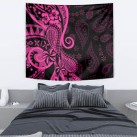 Pink Polynesia Paisley Tapestry Polynesian With Tropical Flowers LT14 - Polynesian Pride