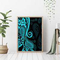 Polynesia Paisley Canvas Wall Art Polynesian With Tropical Flowers - Turquoise LT14 - Polynesian Pride