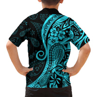 Polynesia Paisley Kid Hawaiian Shirt Polynesian With Tropical Flowers - Turquoise LT14 - Polynesian Pride