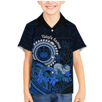Talofa Samoa Family Matching Mermaid Dress and Hawaiian Shirt Samoan Kava Bowl Siapo Pattern - Blue LT14 Son's Shirt Blue - Polynesian Pride